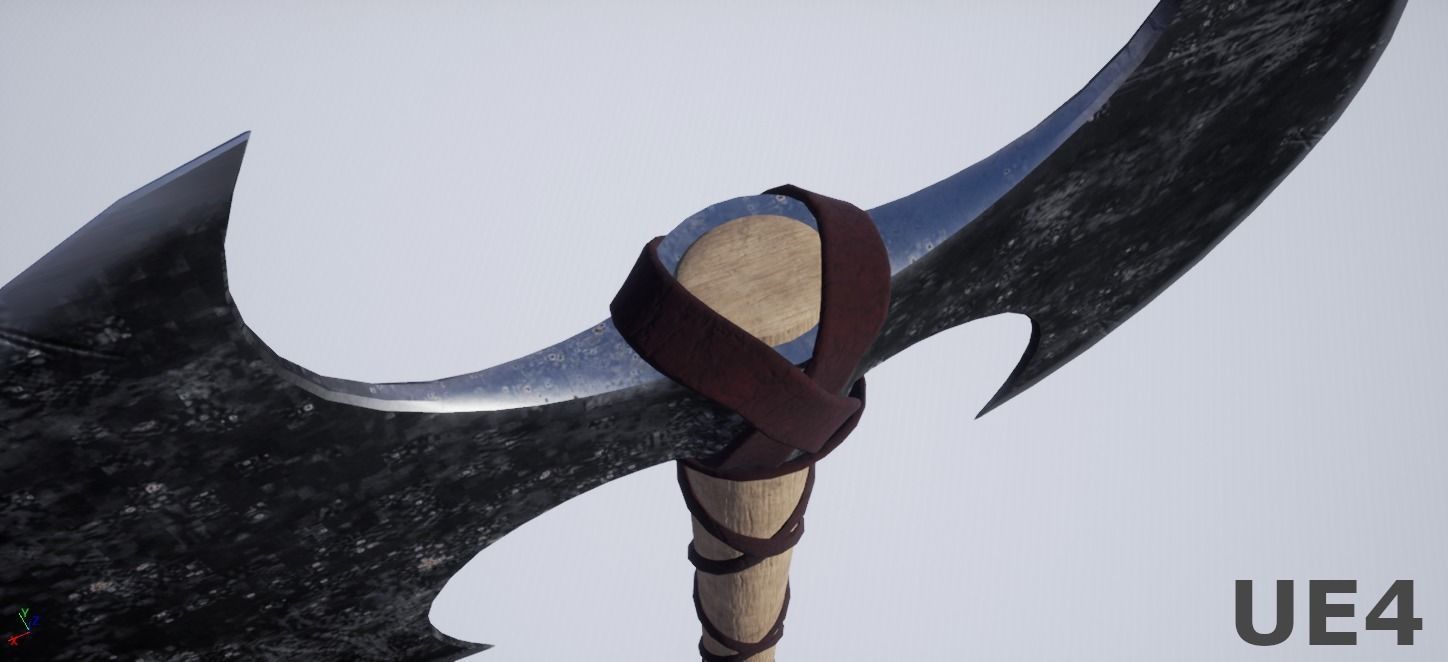 Barbarian Battle Axe Low-poly 3D model_3