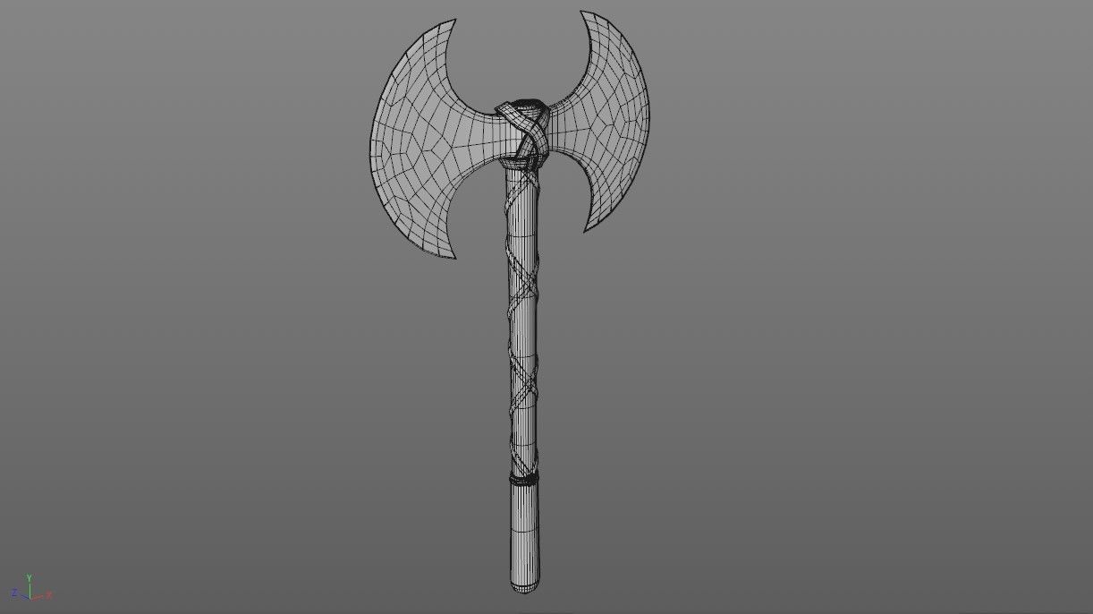 Barbarian Battle Axe Low-poly 3D model_15