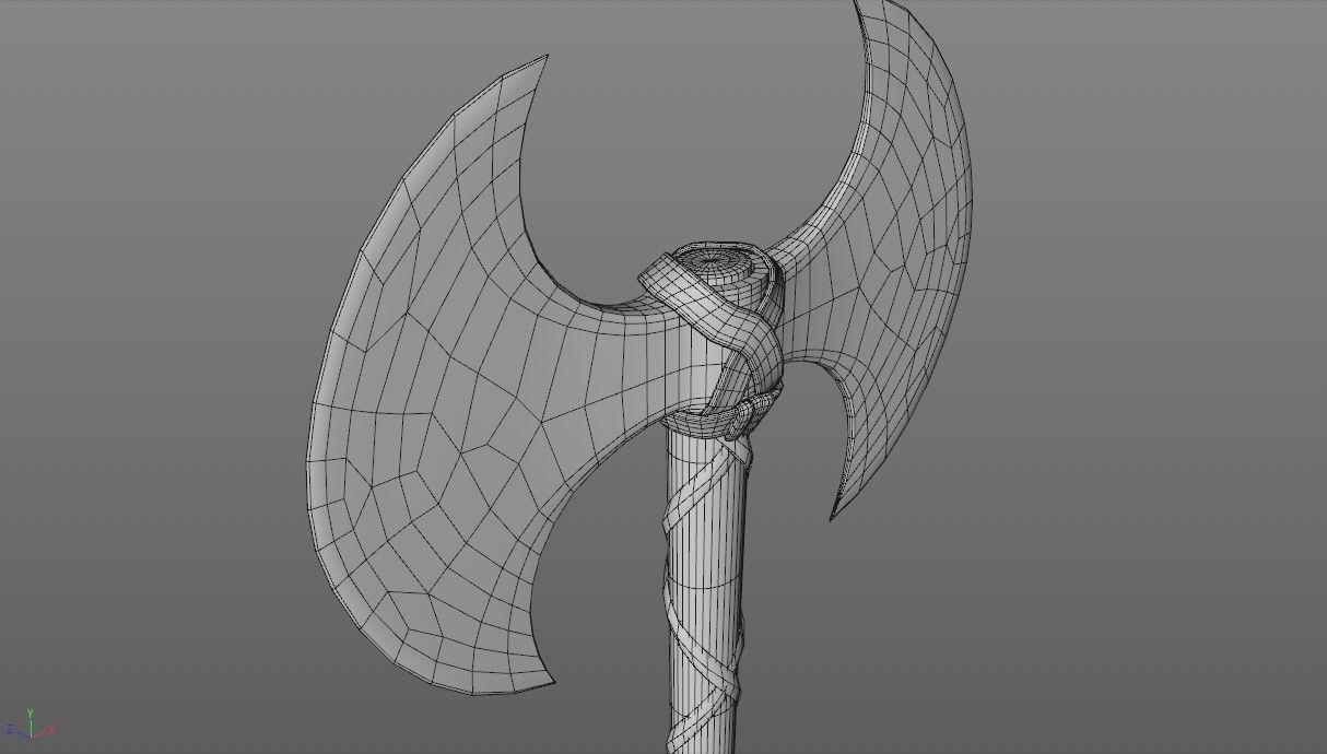 Barbarian Battle Axe Low-poly 3D model_16