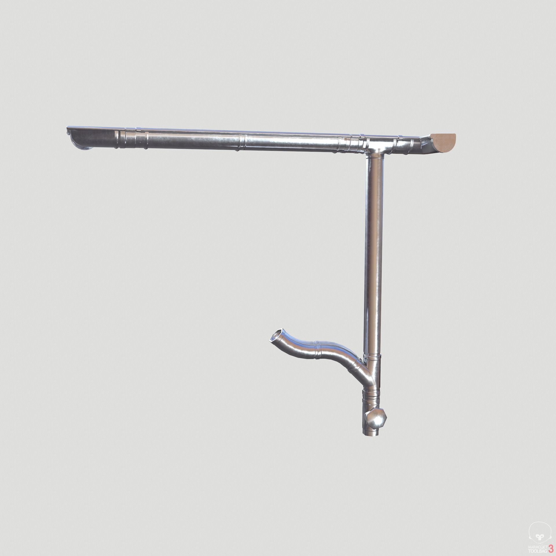 New Aluminium Gutter System PBR Low-poly 3D model_13