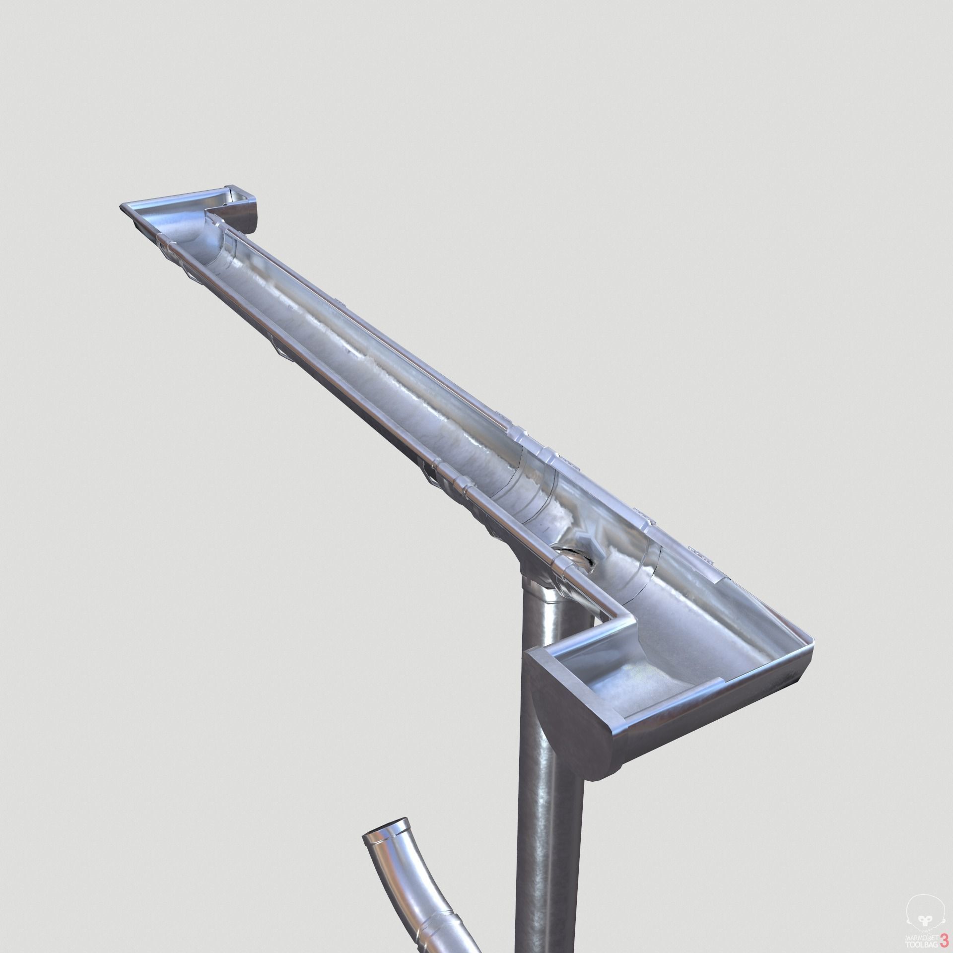 New Aluminium Gutter System PBR Low-poly 3D model_11