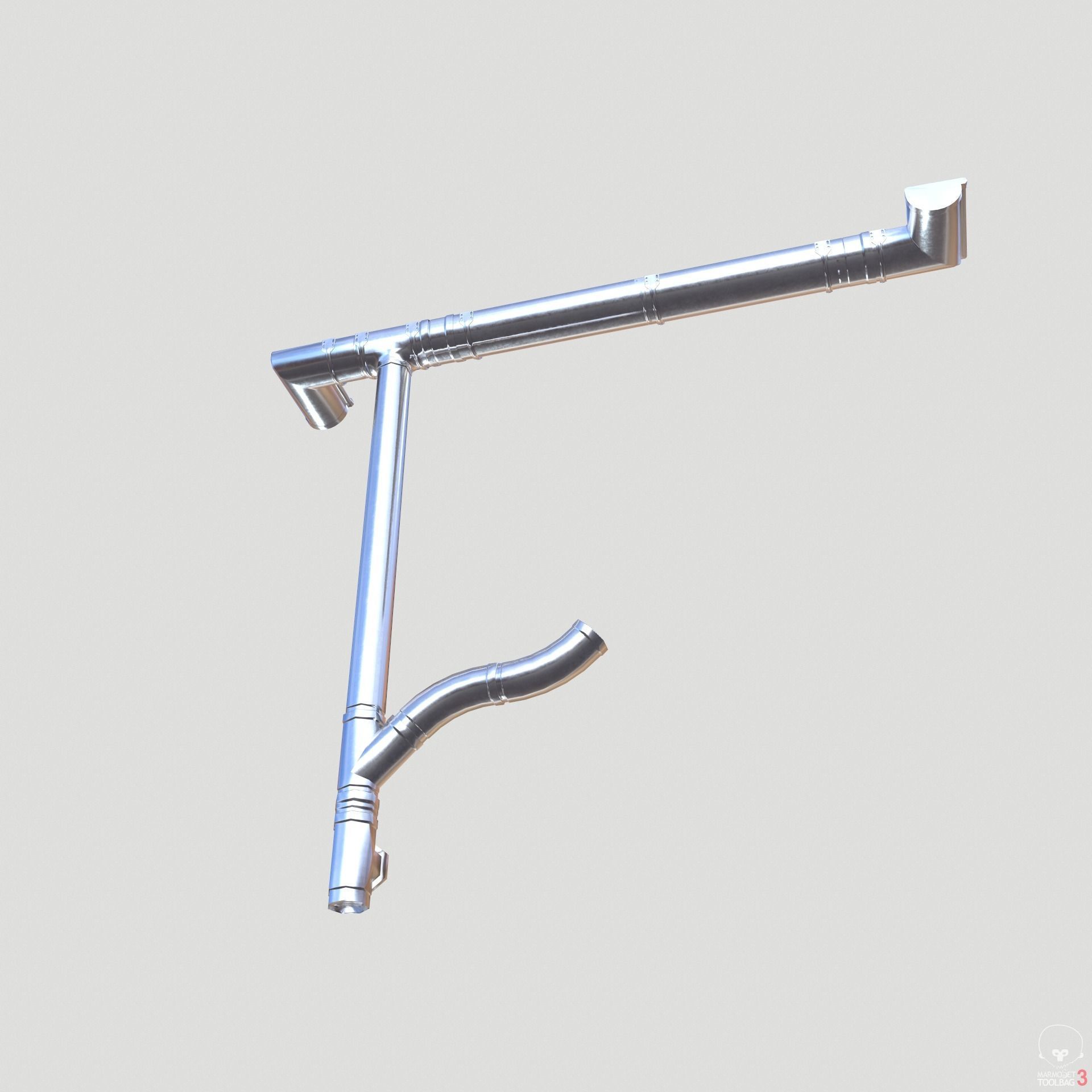 New Aluminium Gutter System PBR Low-poly 3D model_14