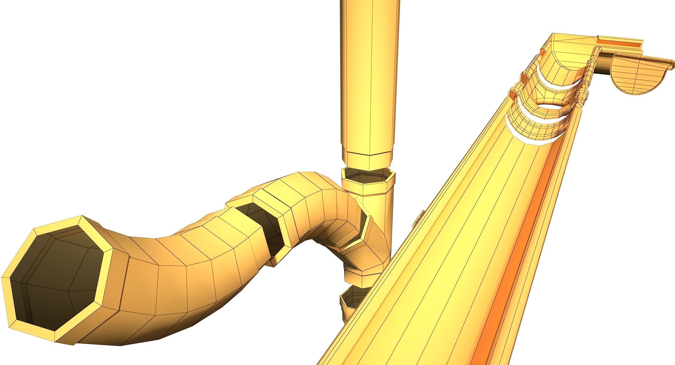 New Copper Gutter System PBR Low-poly 3D model_6