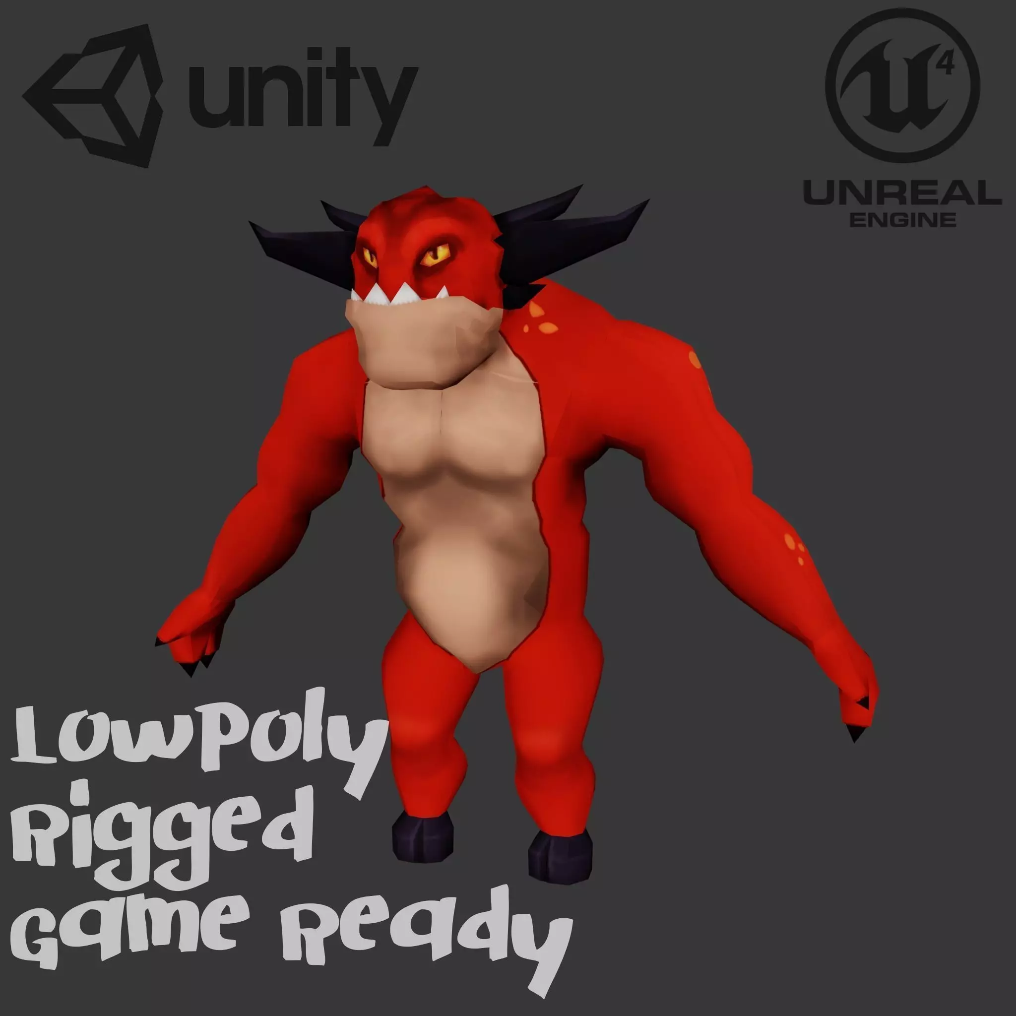 Demon Beast - Hand painted- PBR Low-poly 3D model_0