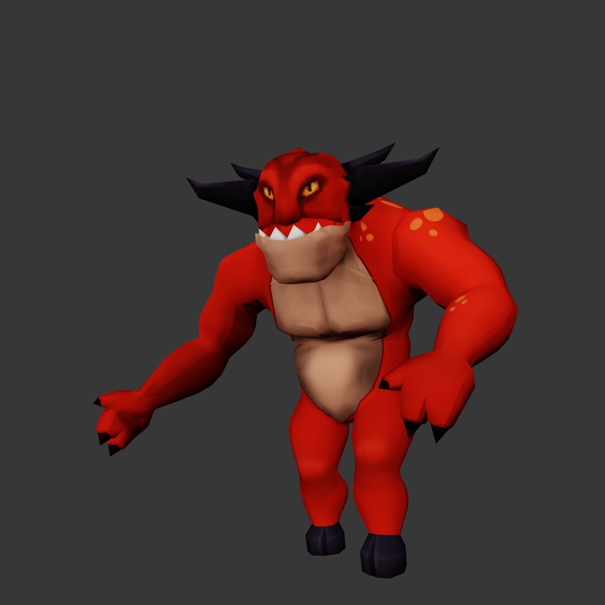 Demon Beast - Hand painted- PBR Low-poly 3D model_1