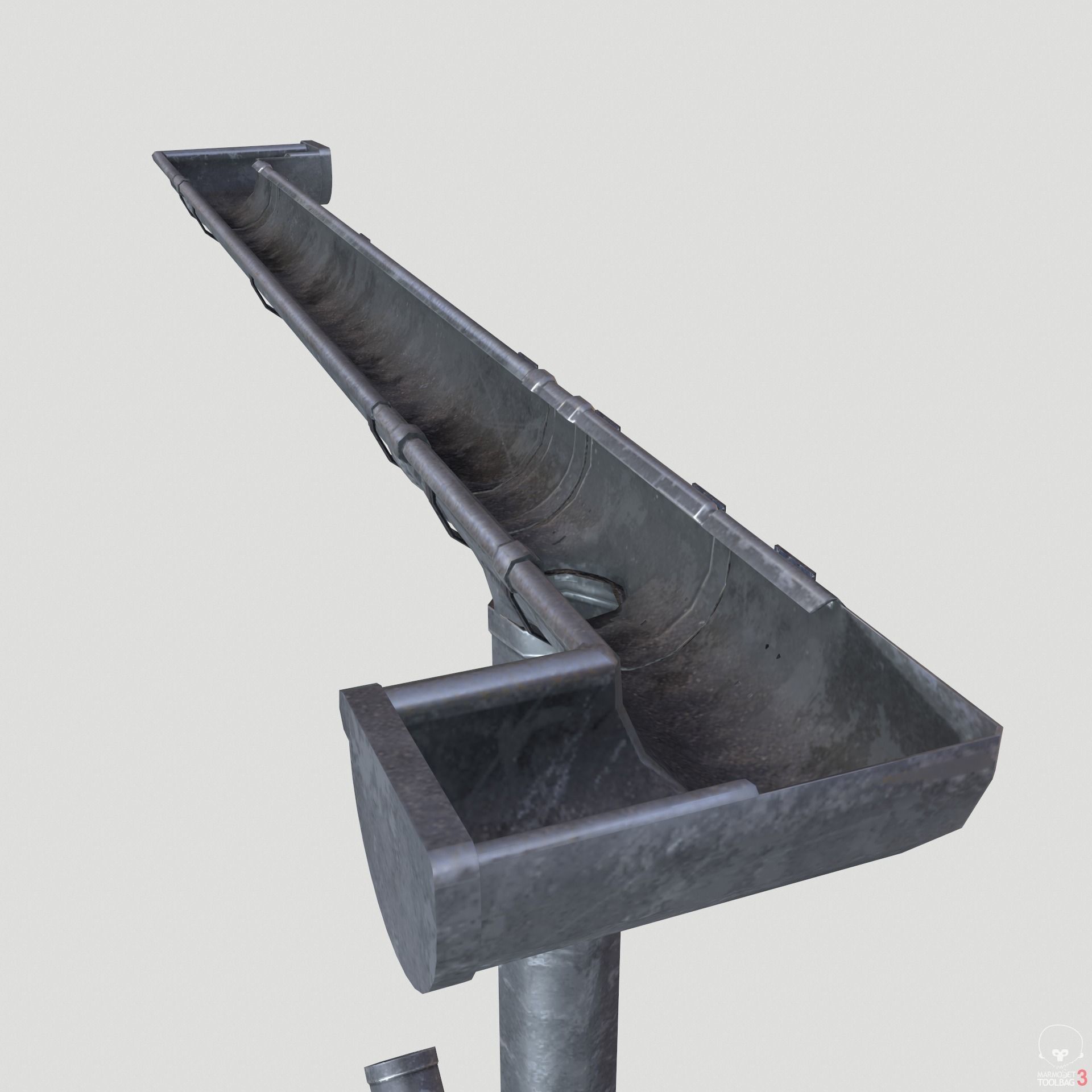 Old Steel Gutter System PBR Low-poly 3D model_12