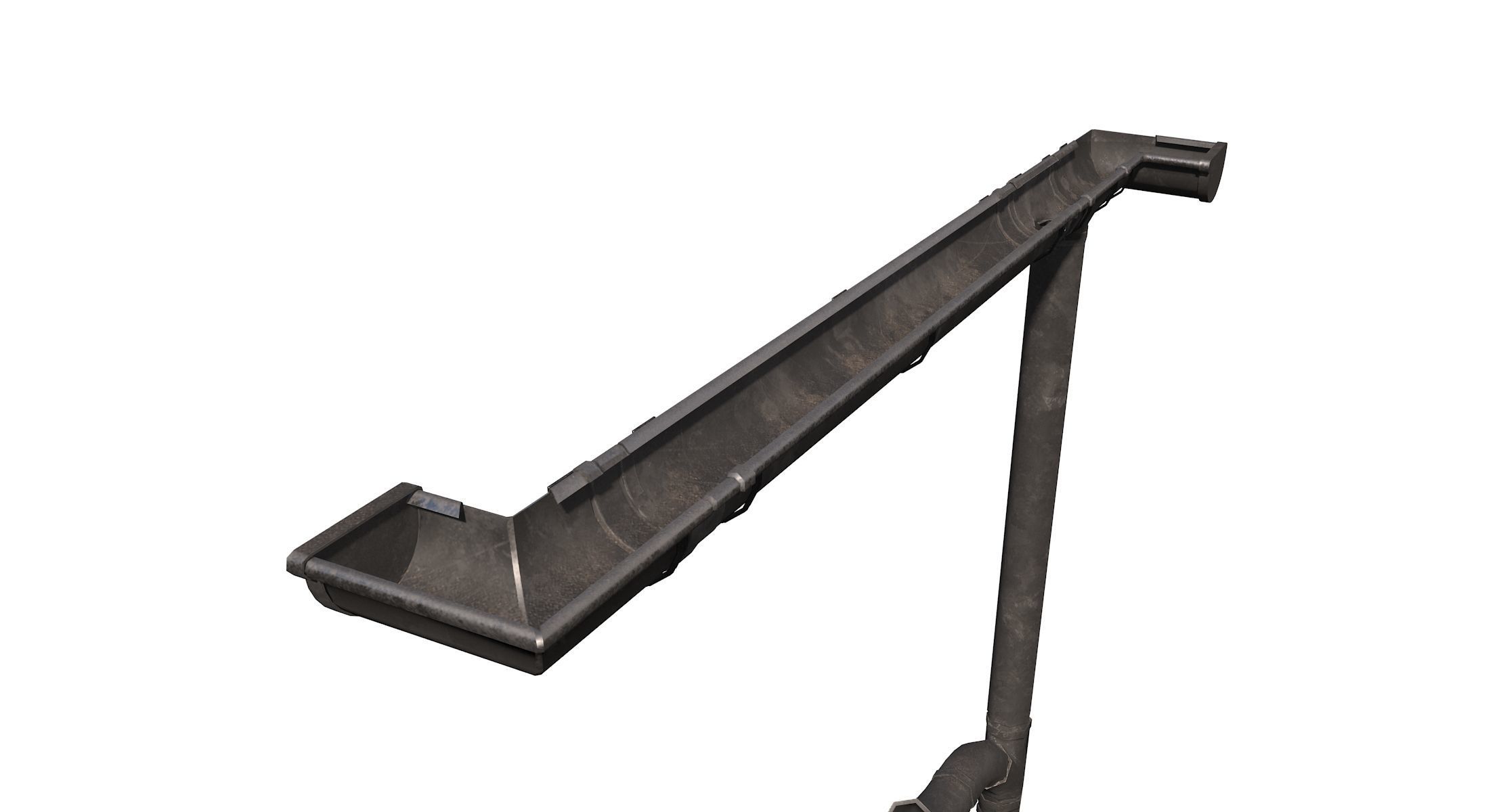 Old Steel Gutter System PBR Low-poly 3D model_6