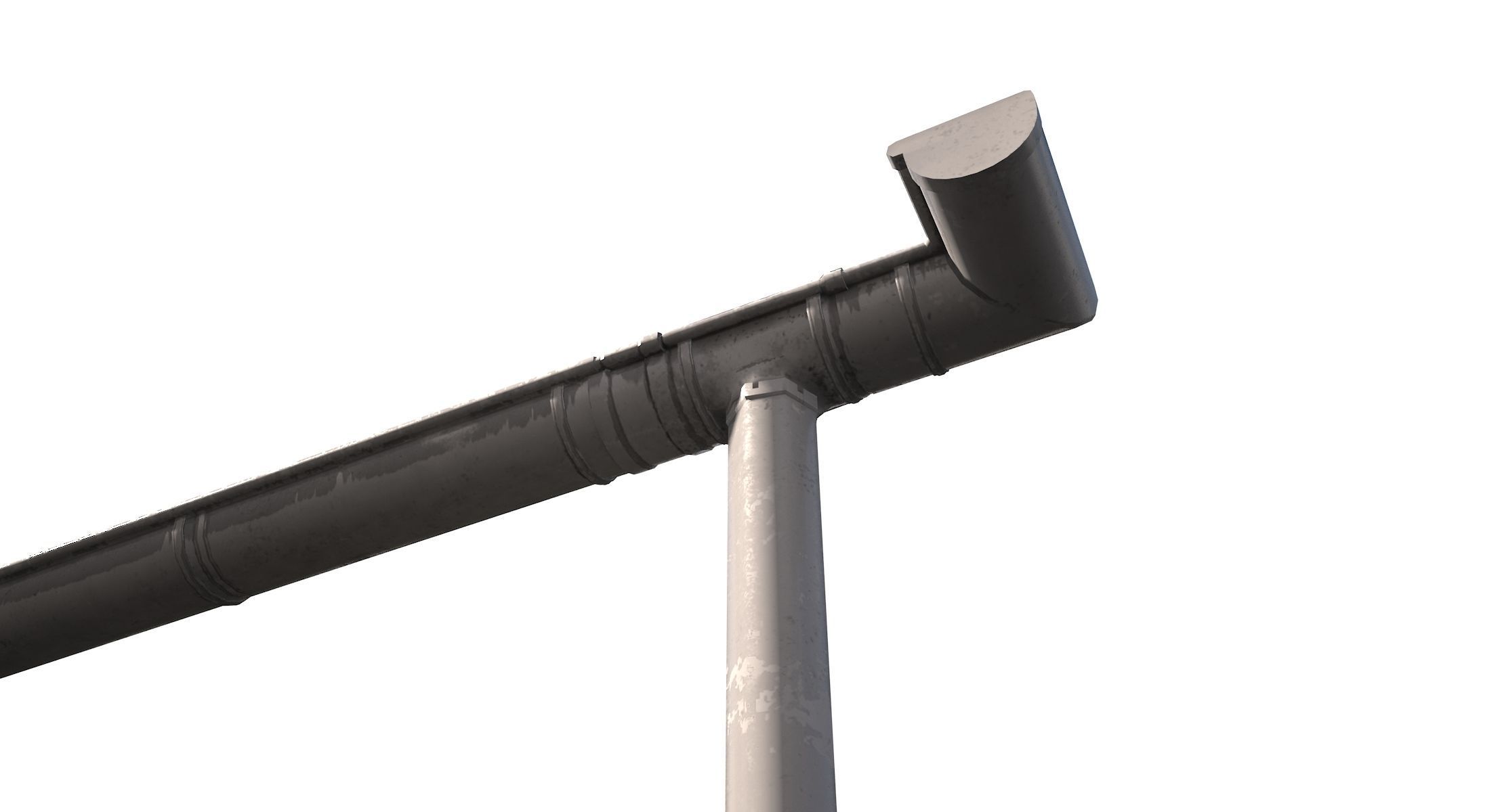 White Plastic Gutter System PBR Low-poly 3D model_11