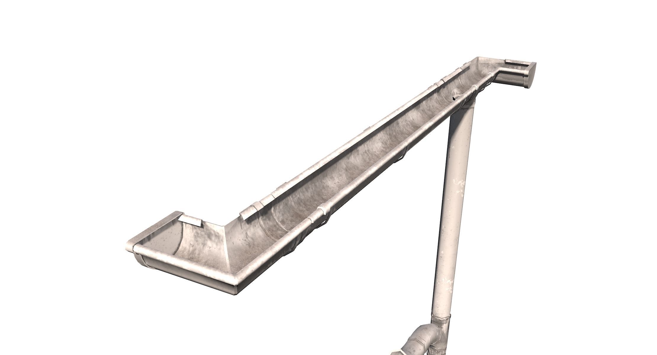 White Plastic Gutter System PBR Low-poly 3D model_10