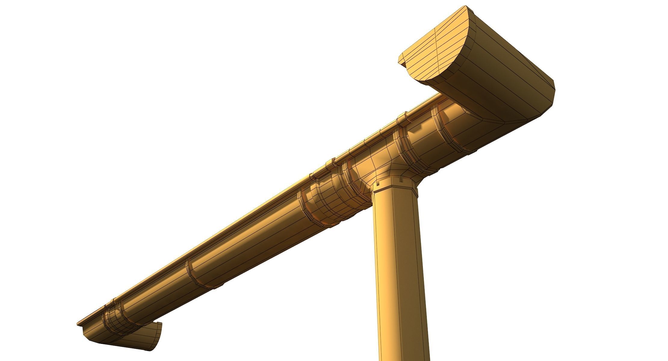 White Plastic Gutter System PBR Low-poly 3D model_15