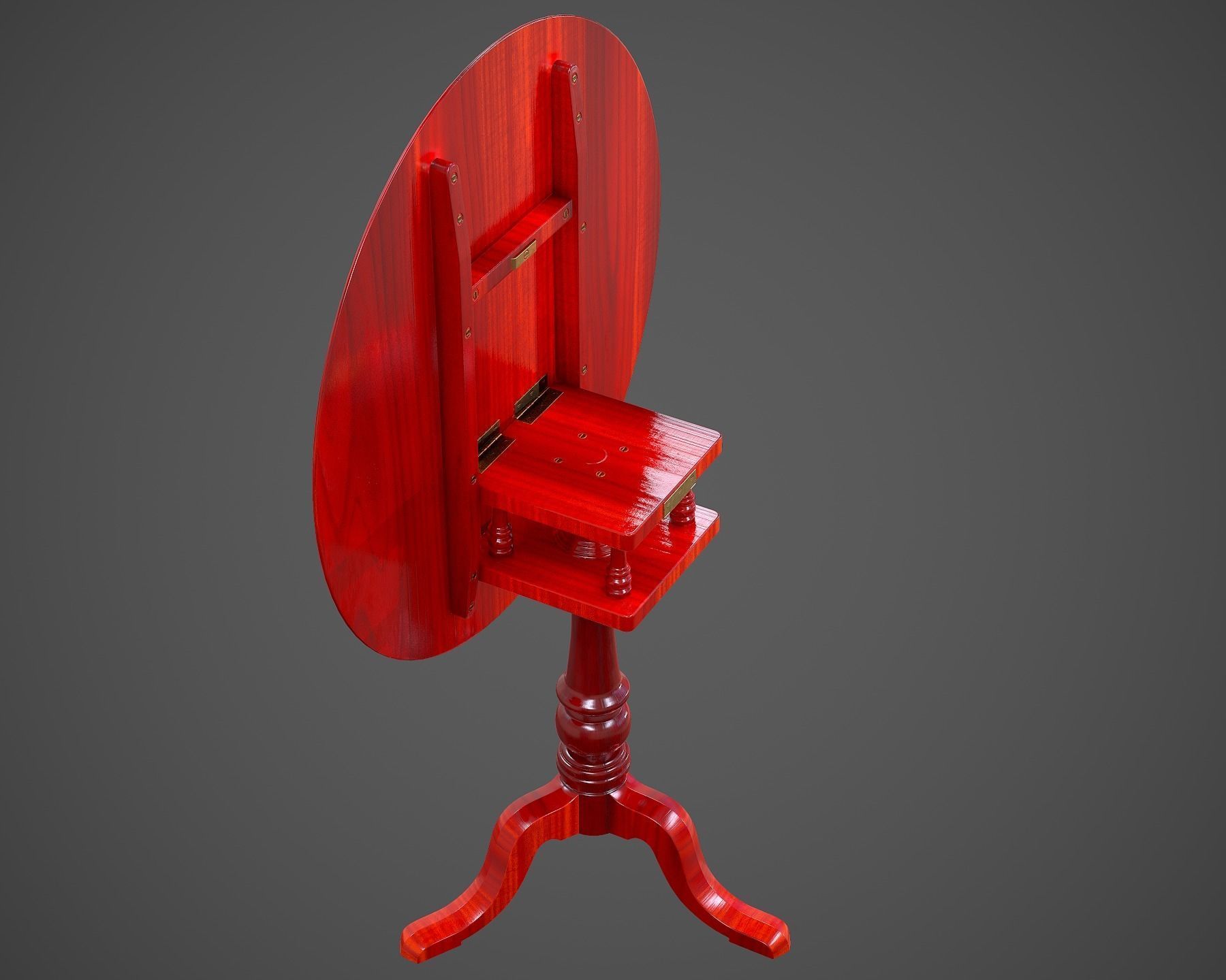 Tilt Top Table - Low Poly Low-poly 3D model_1