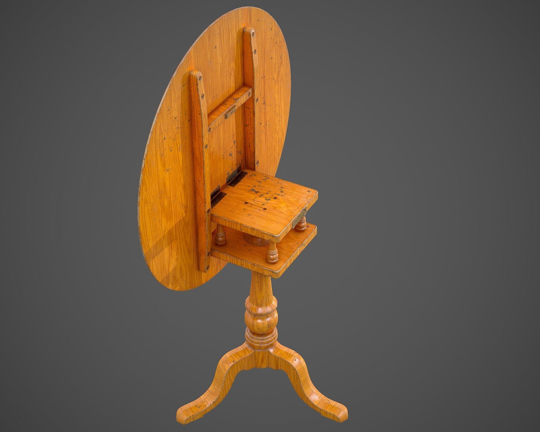 Tilt Top Table - Low Poly Low-poly 3D model_8