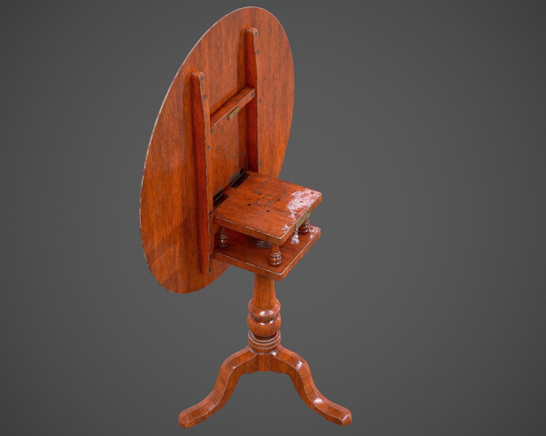 Tilt Top Table - Low Poly Low-poly 3D model_7
