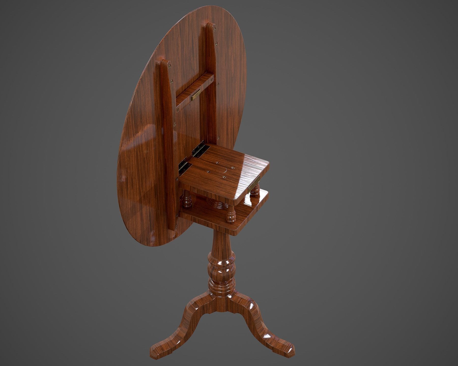 Tilt Top Table - Low Poly Low-poly 3D model_2