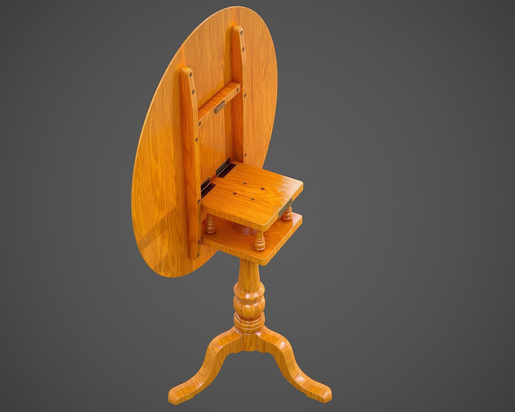 Tilt Top Table - Low Poly Low-poly 3D model_4
