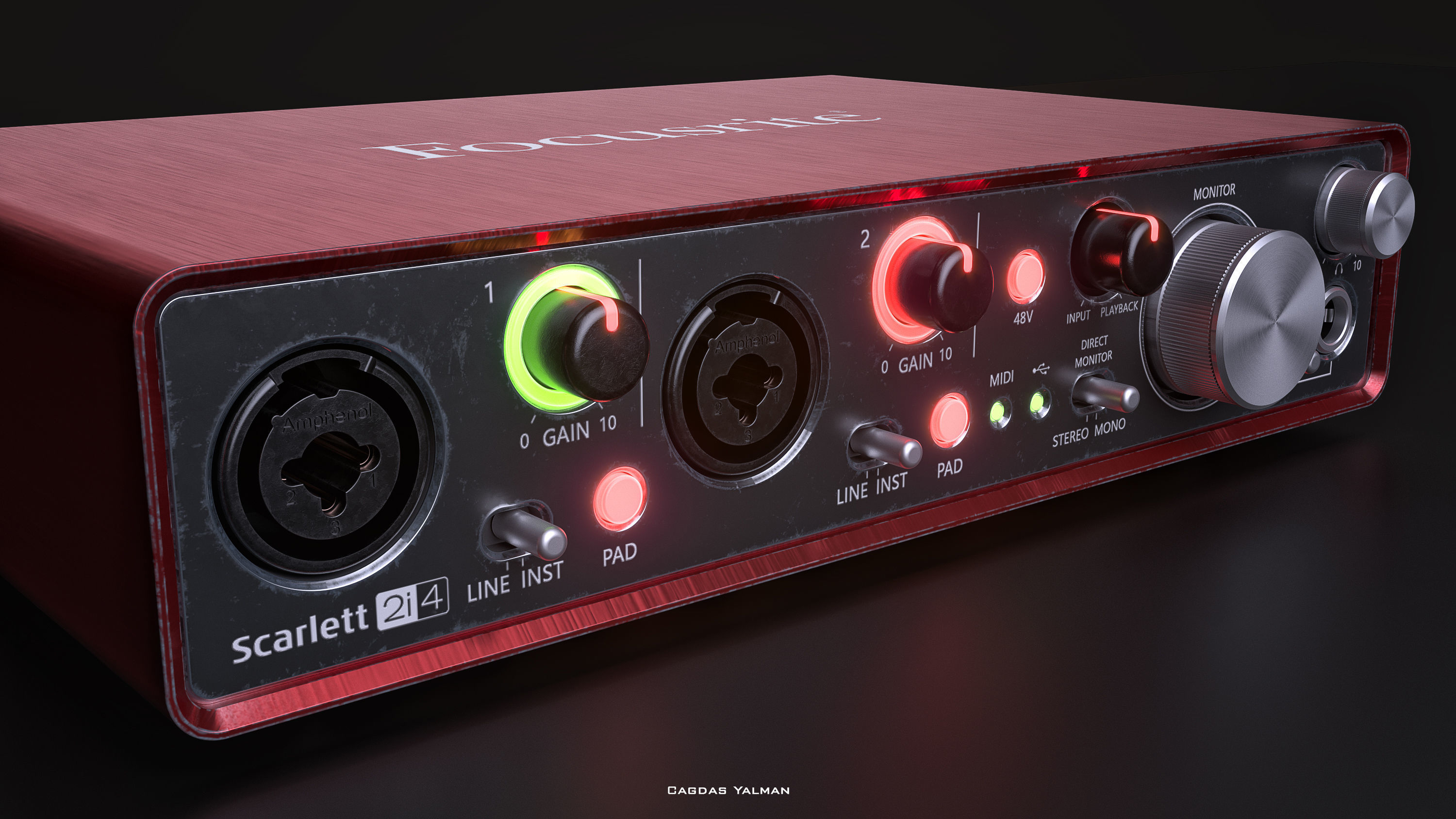 Focusrite Scarlett 2i4 3D model | CGTrader