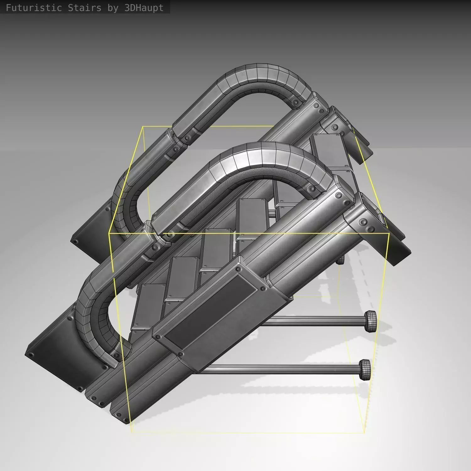 Futuristic Stairs - 1 - Basic Textures 3D model_0