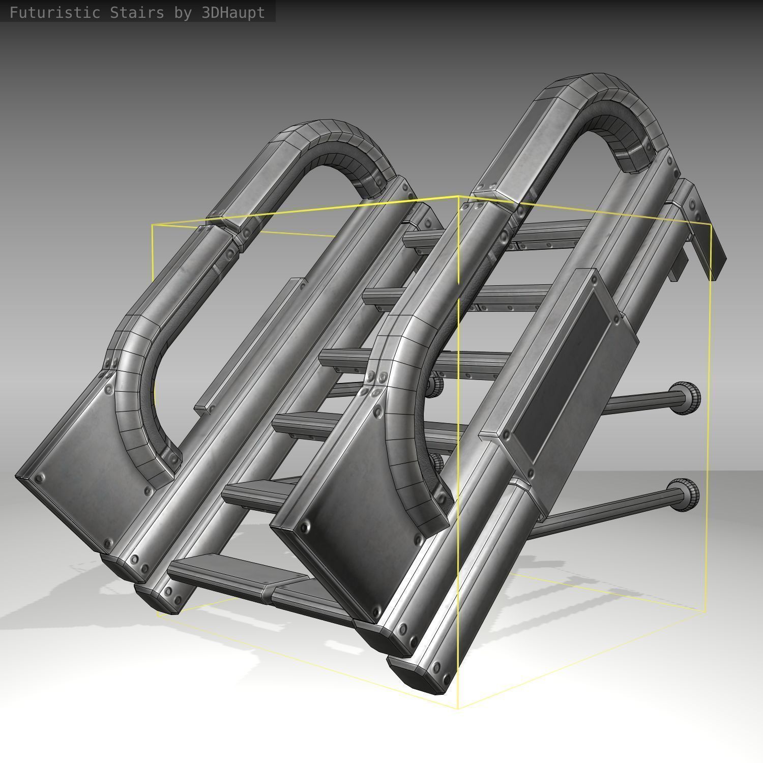 Futuristic Stairs - 1 - Basic Textures 3D model_8