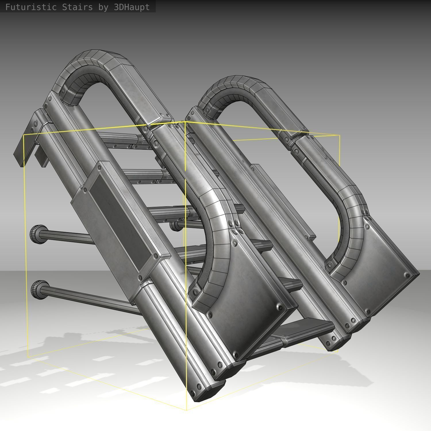 Futuristic Stairs - 1 - Basic Textures 3D model_12