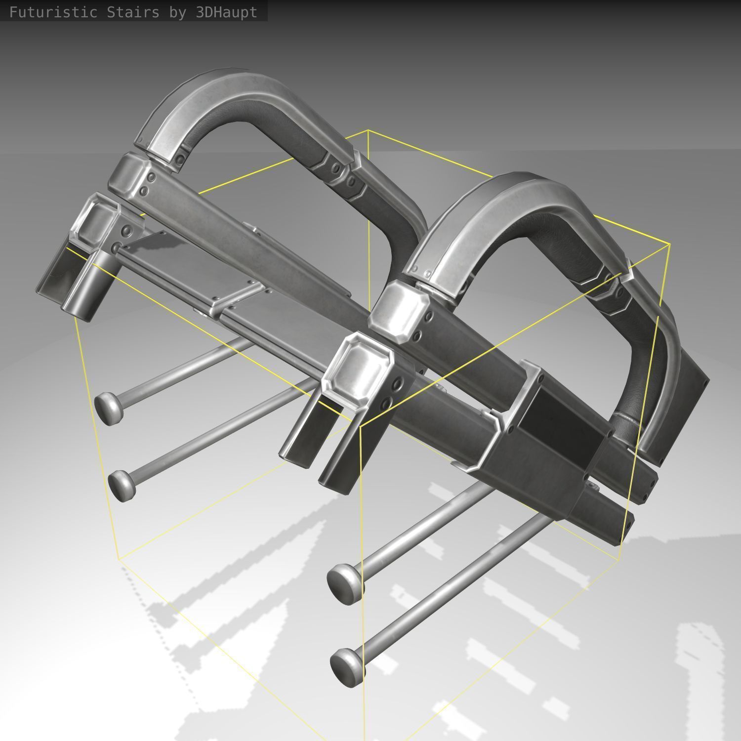 Futuristic Stairs - 1 - Basic Textures 3D model_3