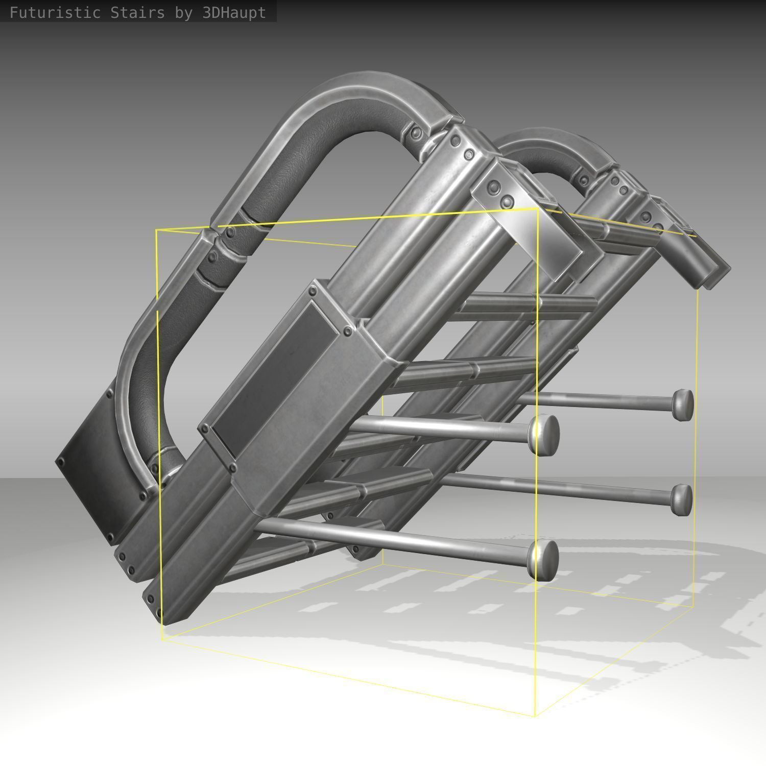 Futuristic Stairs - 1 - Basic Textures 3D model_9