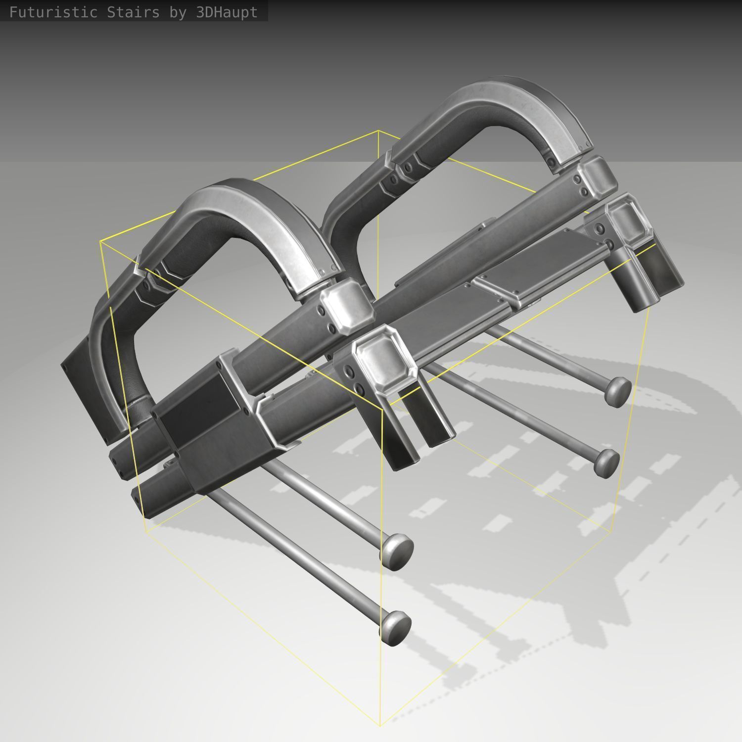 Futuristic Stairs - 1 - Basic Textures 3D model_1