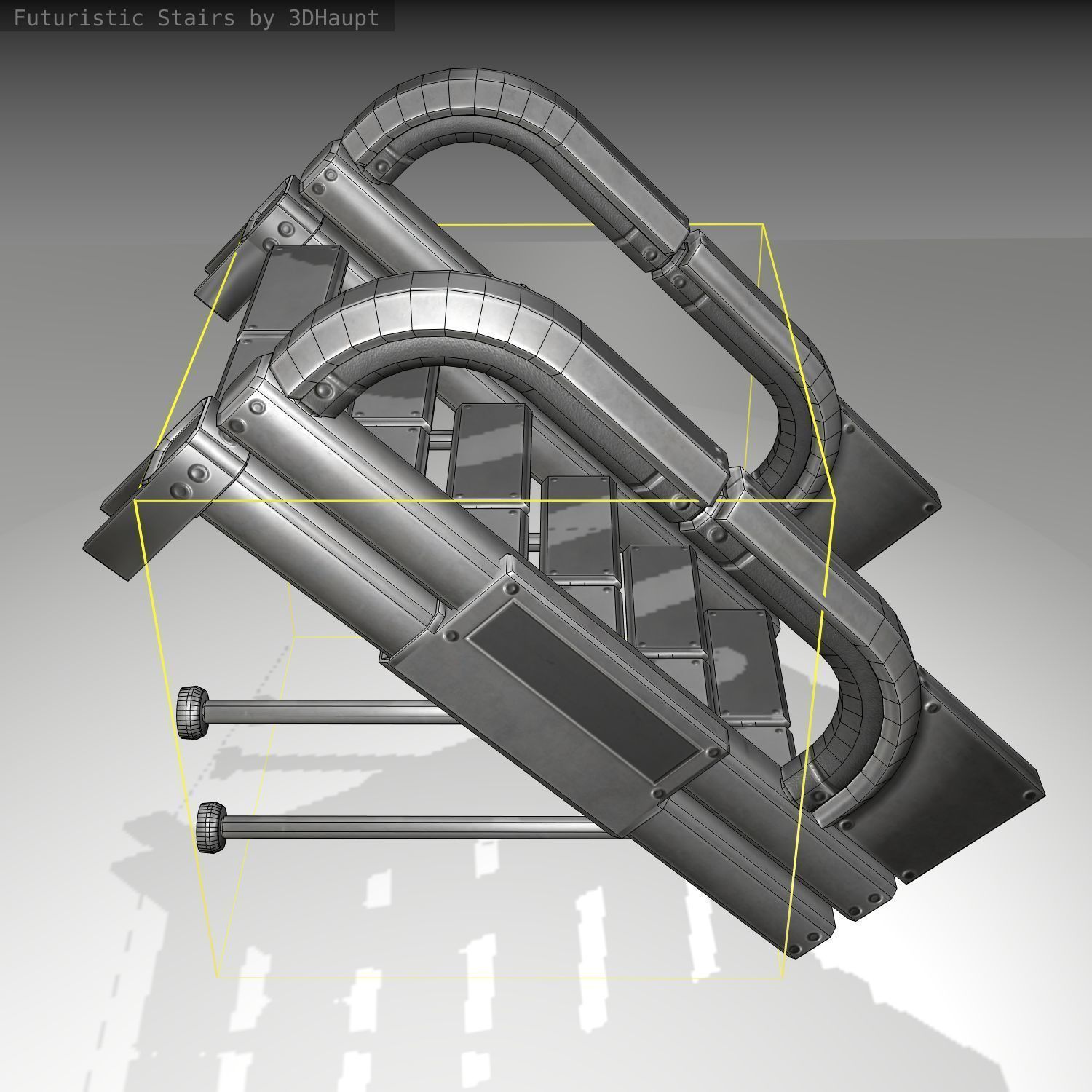 Futuristic Stairs - 1 - Basic Textures 3D model_4