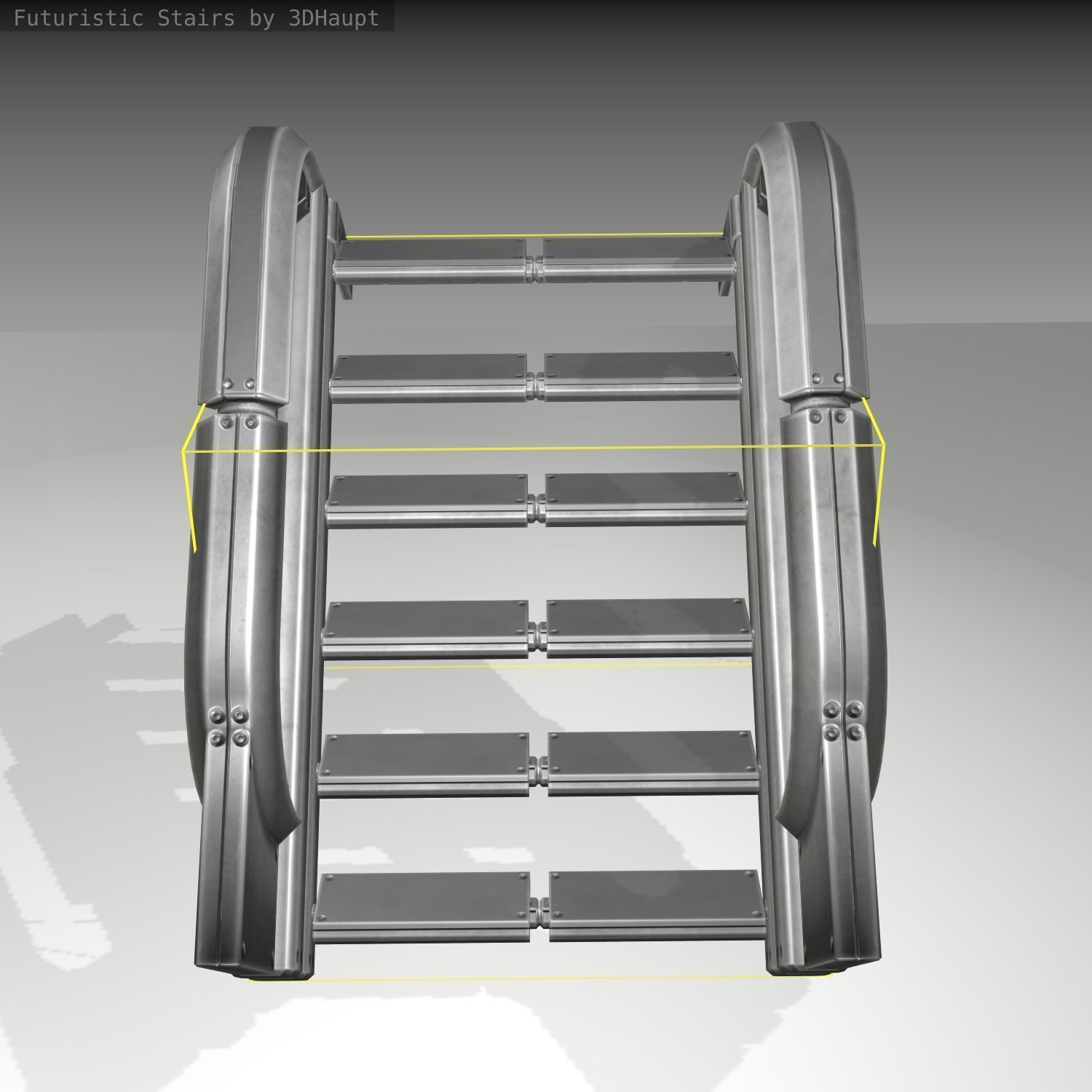 Futuristic Stairs - 2 - Basic Textures Low-poly 3D model_6