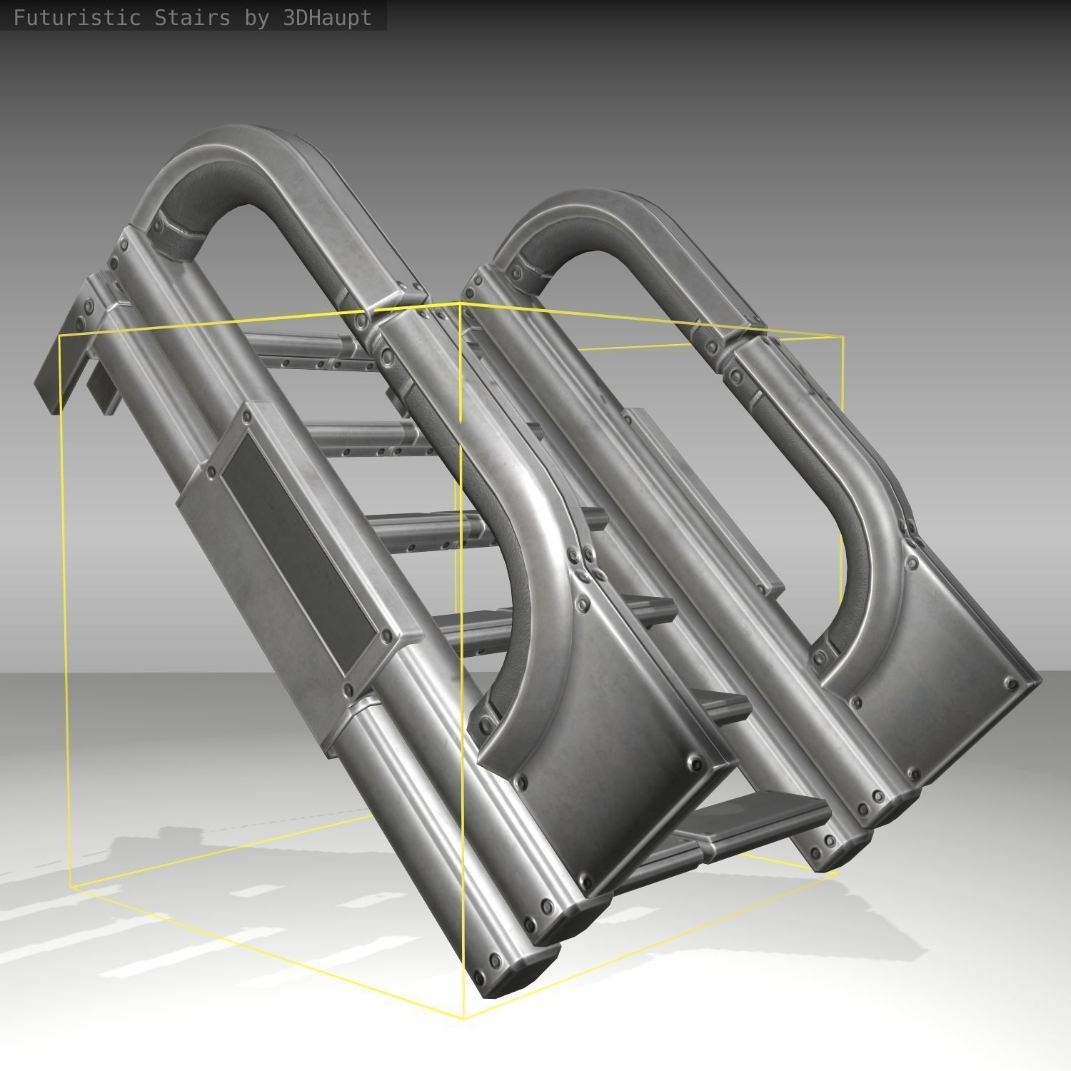 Futuristic Stairs - 2 - Basic Textures Low-poly 3D model_12