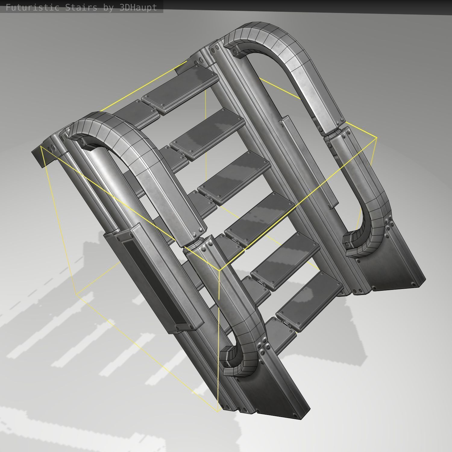 Futuristic Stairs - 2 - Basic Textures Low-poly 3D model_18