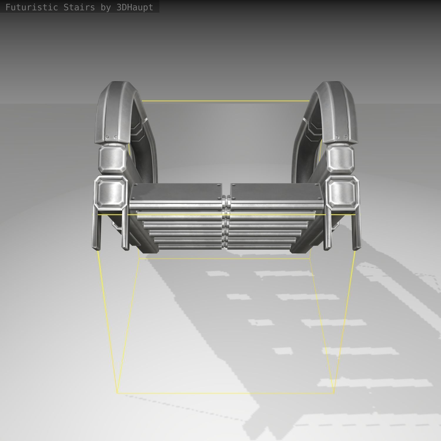 Futuristic Stairs - 2 - Basic Textures Low-poly 3D model_2