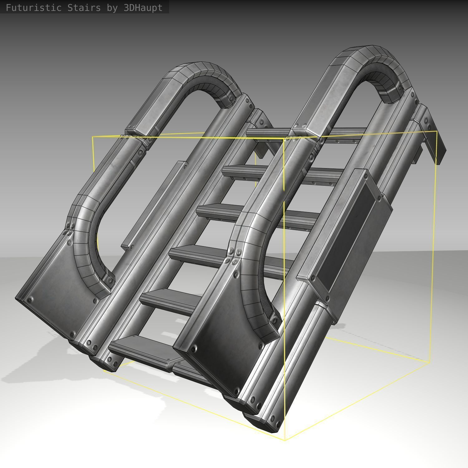 Futuristic Stairs - 2 - Basic Textures Low-poly 3D model_22