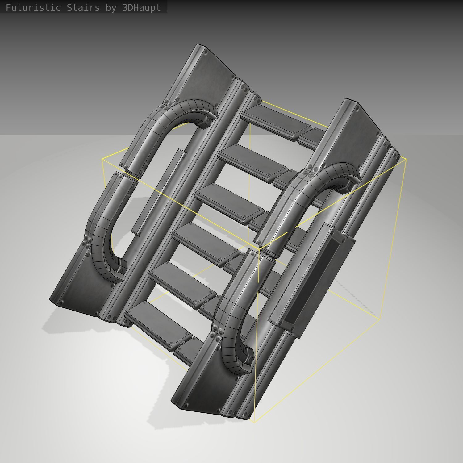 Futuristic Stairs - 2 - Basic Textures Low-poly 3D model_24