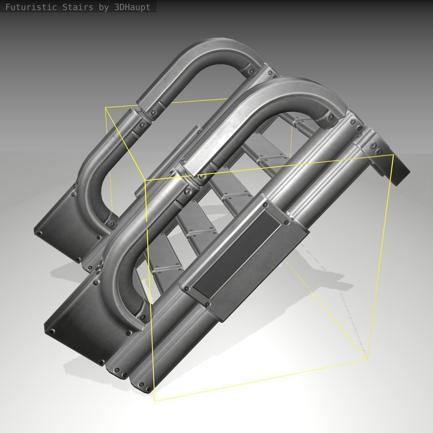 Futuristic Stairs - 2 - Basic Textures Low-poly 3D model_23