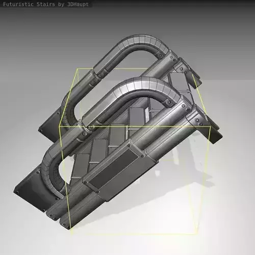 Futuristic Stairs - 2 - Basic Textures Low-poly 3D model