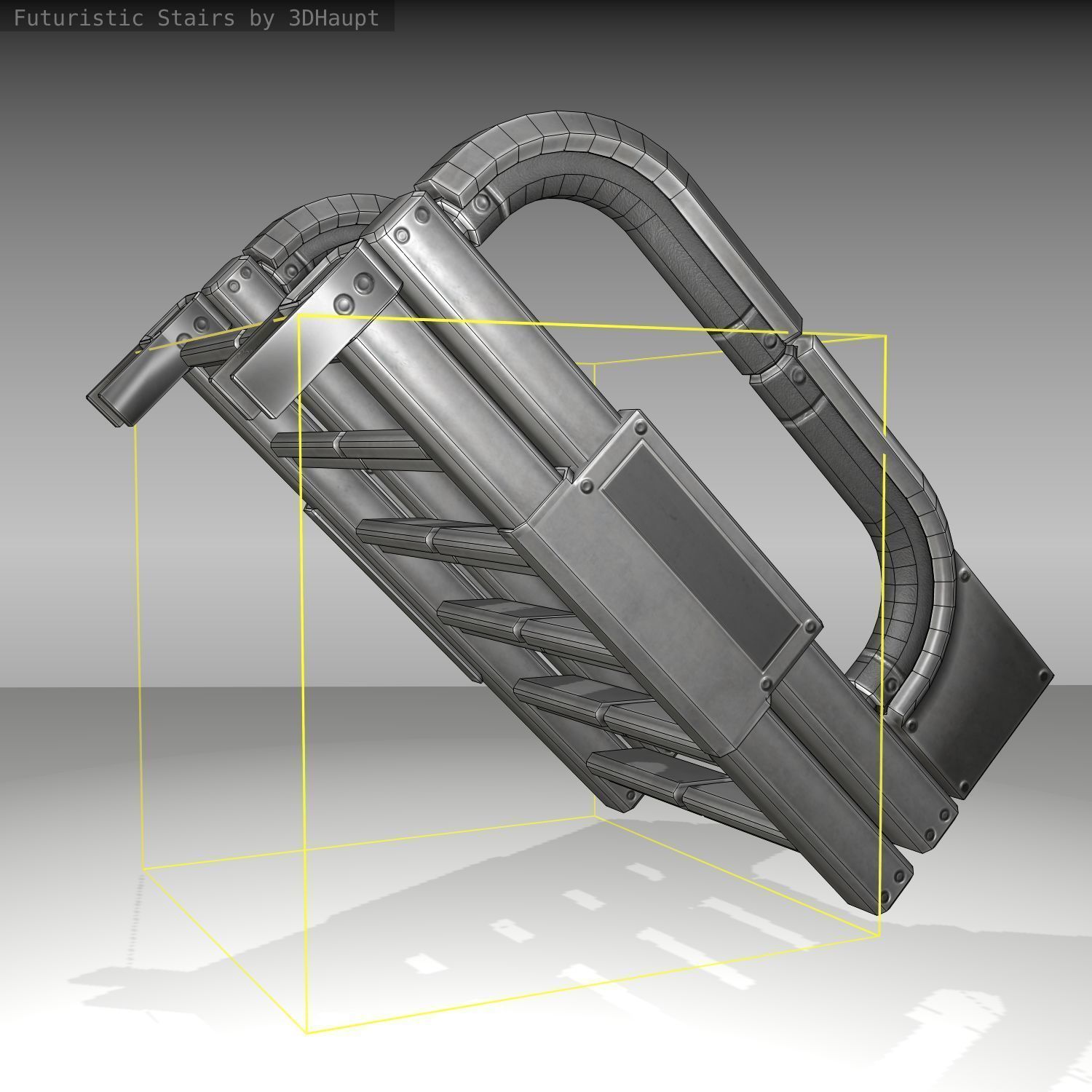 Futuristic Stairs - 2 - Basic Textures Low-poly 3D model_11