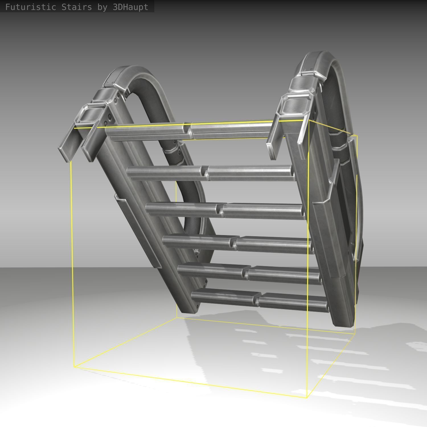 Futuristic Stairs - 2 - Basic Textures Low-poly 3D model_10