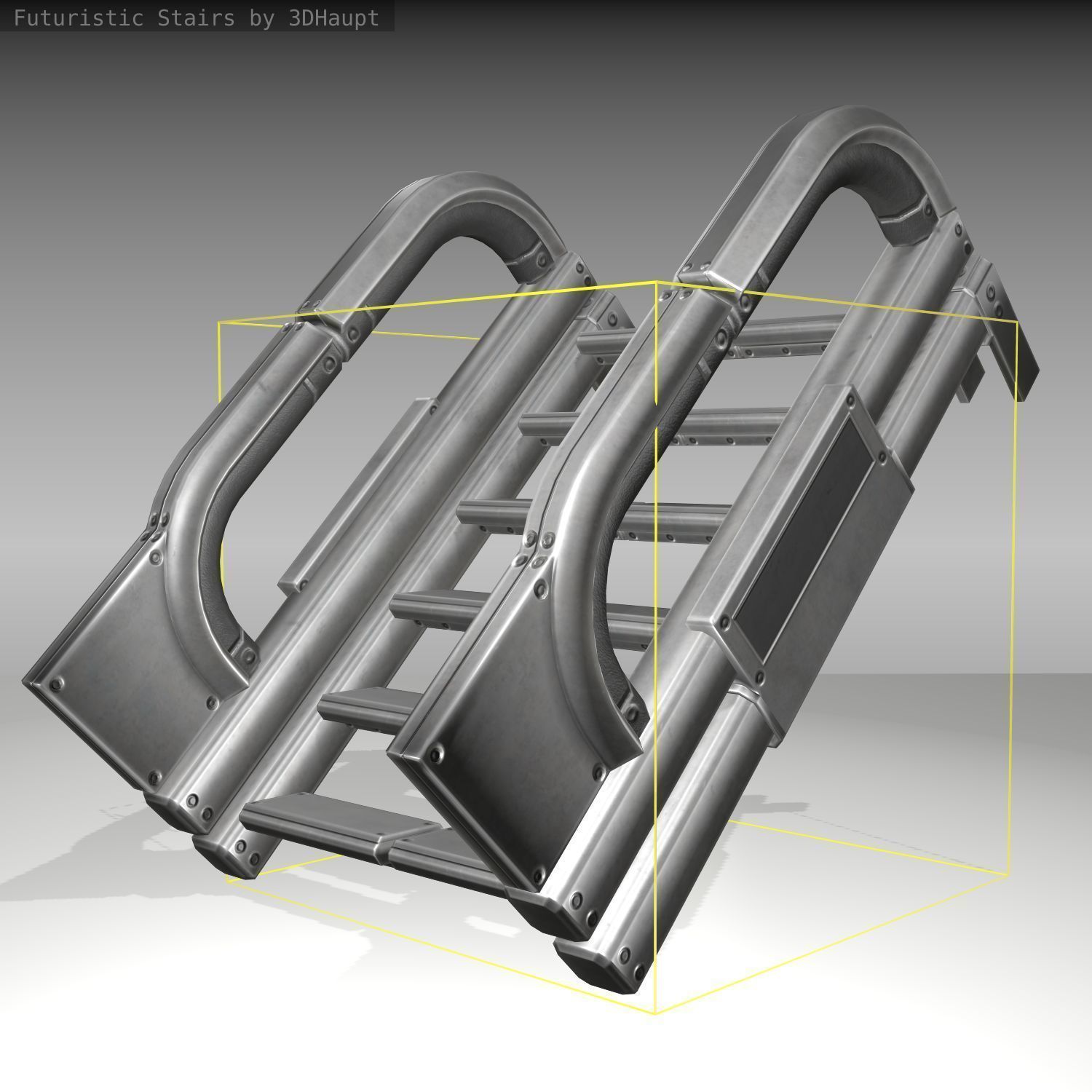 Futuristic Stairs - 2 - Basic Textures Low-poly 3D model_8