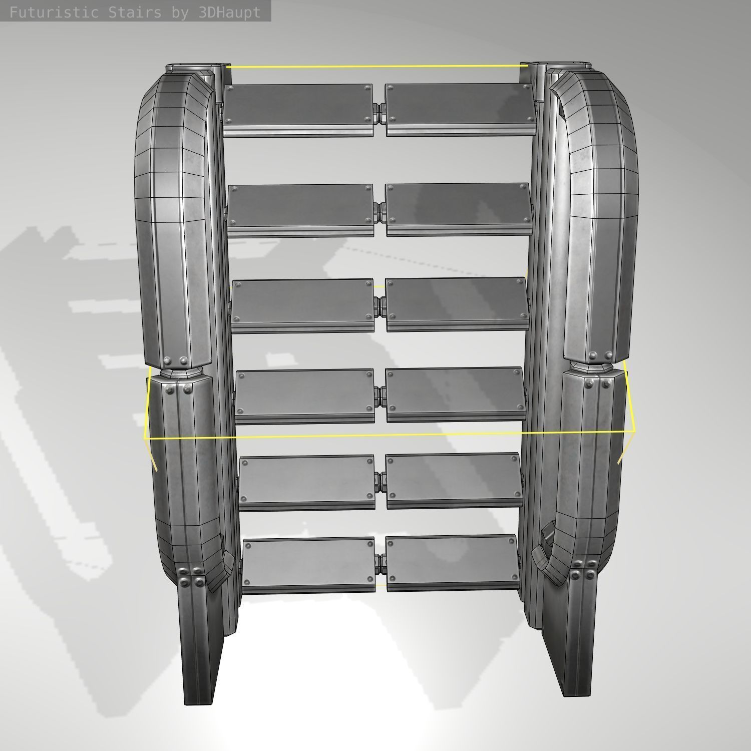Futuristic Stairs - 2 - Basic Textures Low-poly 3D model_14