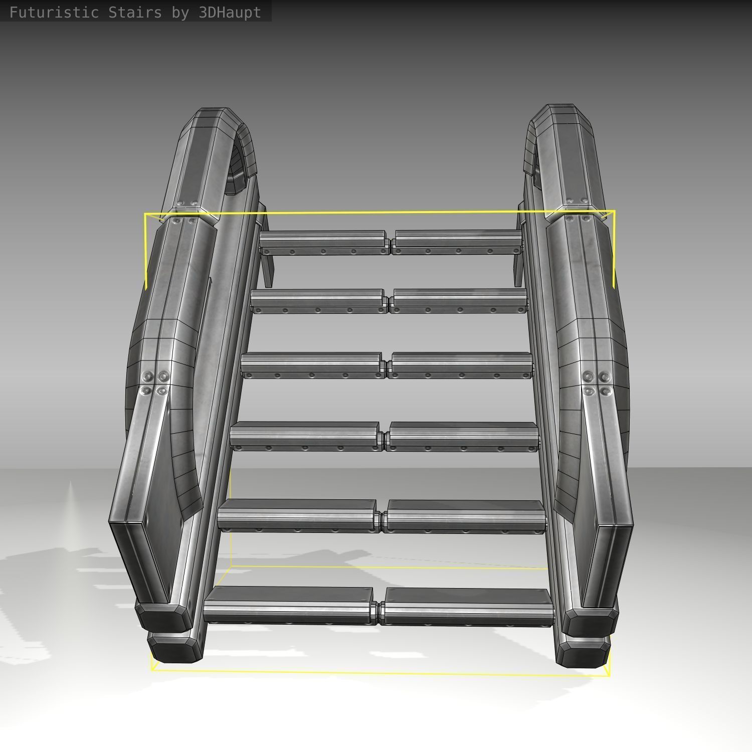 Futuristic Stairs - 2 - Basic Textures Low-poly 3D model_13