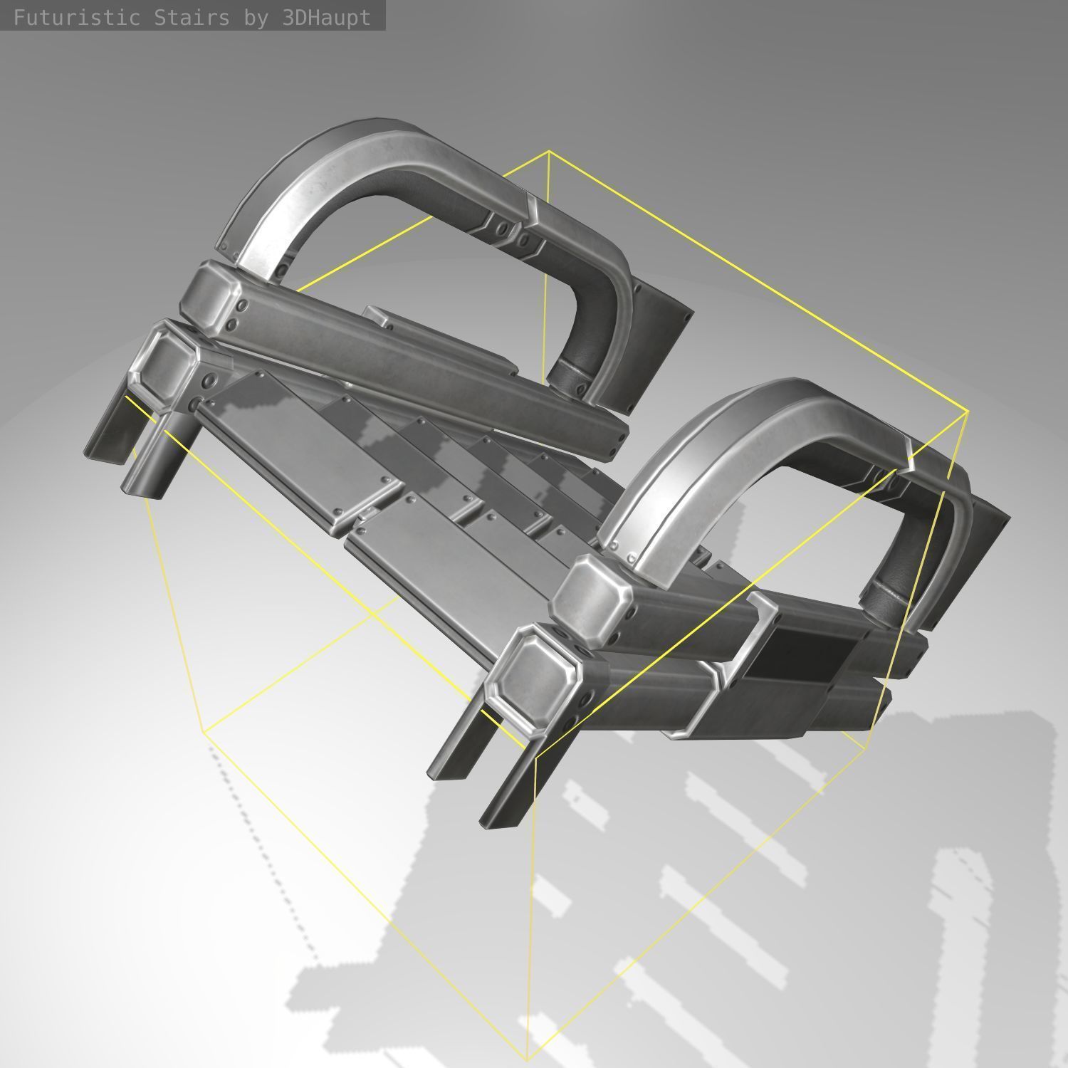 Futuristic Stairs - 2 - Basic Textures Low-poly 3D model_17