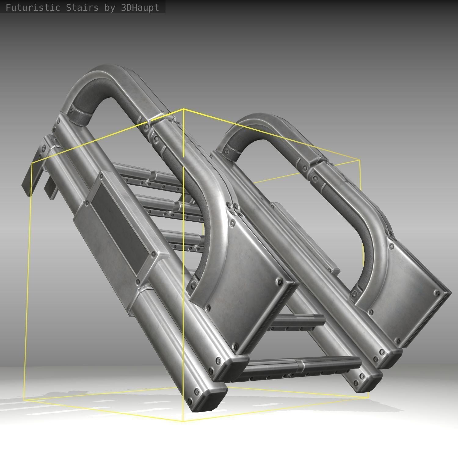 Futuristic Stairs - 2 - Basic Textures Low-poly 3D model_21