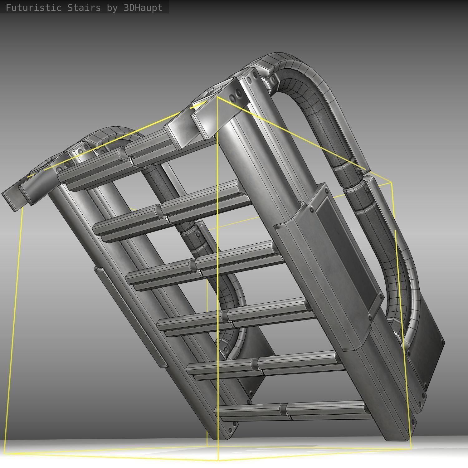 Futuristic Stairs - 2 - Basic Textures Low-poly 3D model_20
