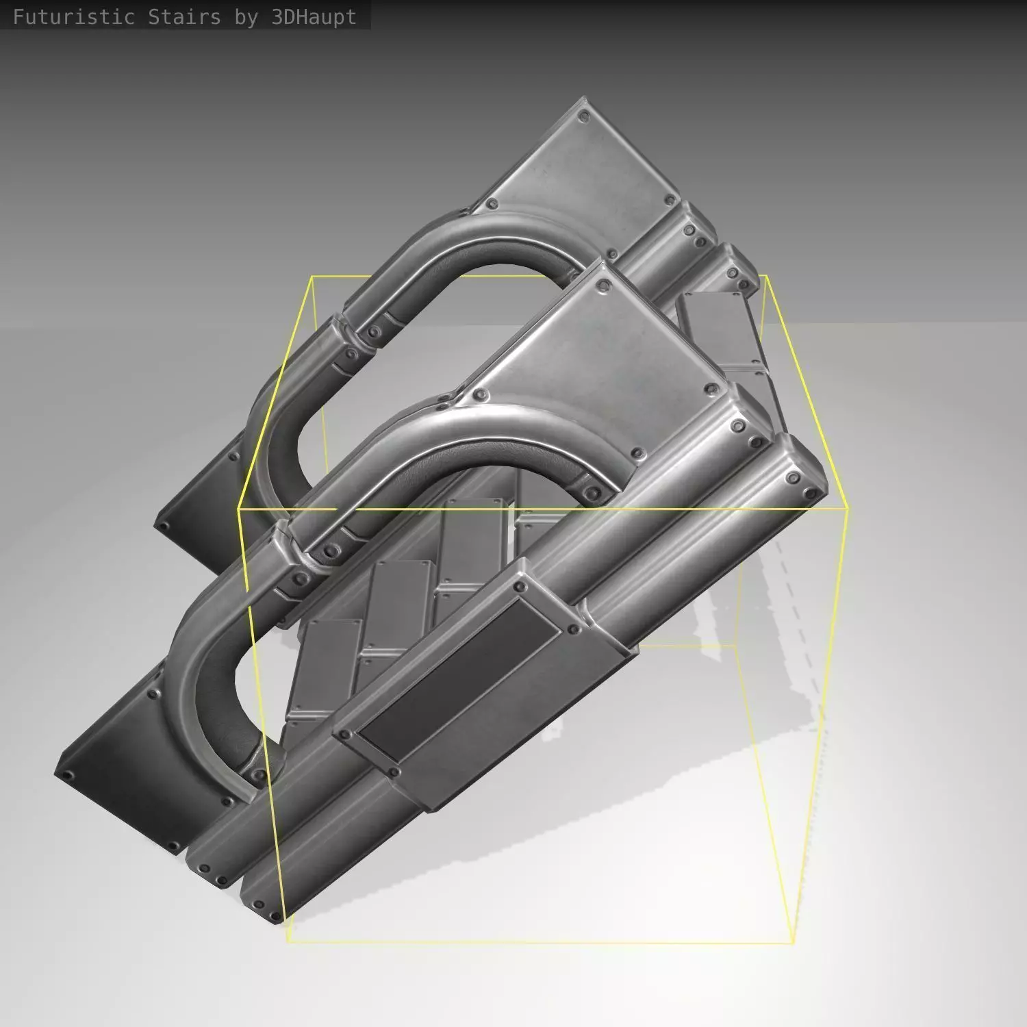 Futuristic Stairs - 3 - Basic Textures Low-poly 3D model