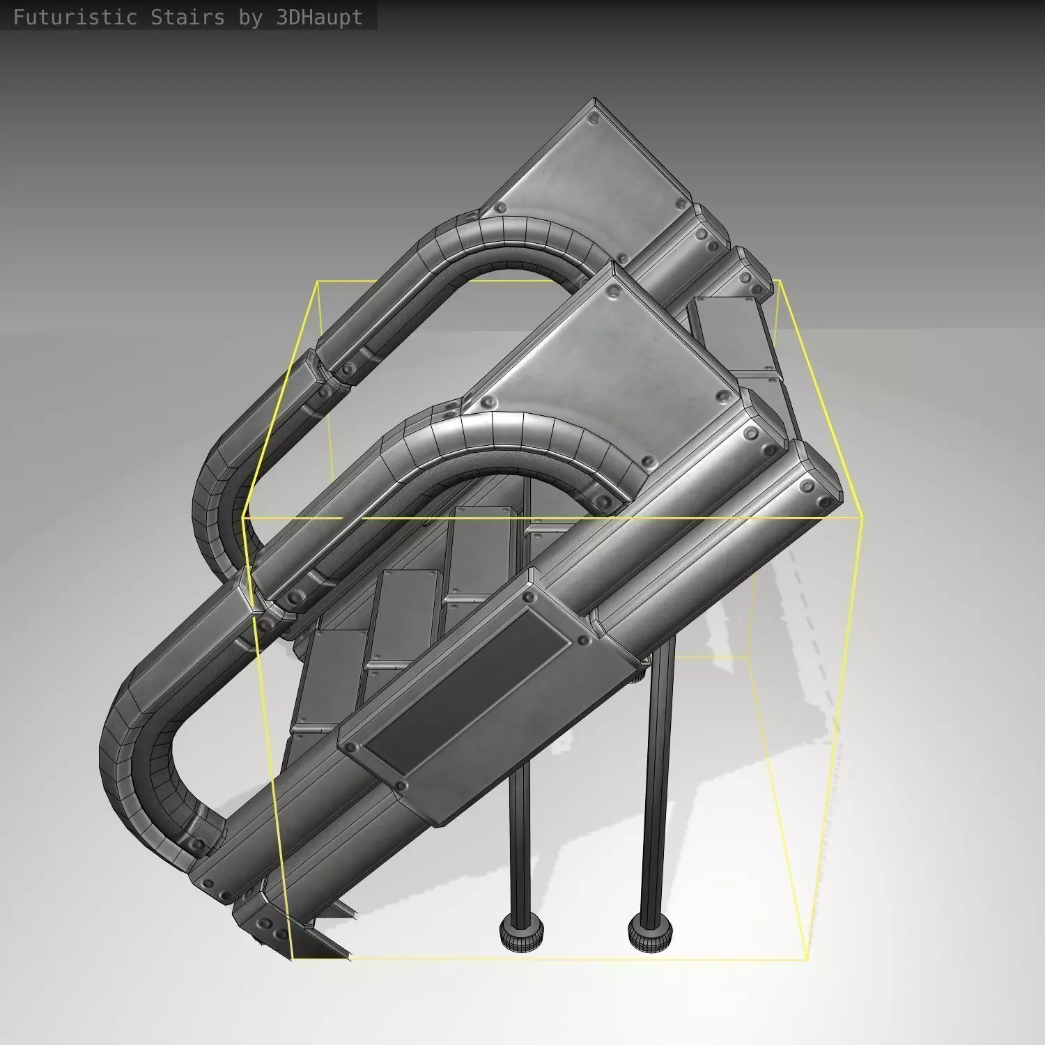 Futuristic Stairs - 4 - Basic Textures Low-poly 3D model