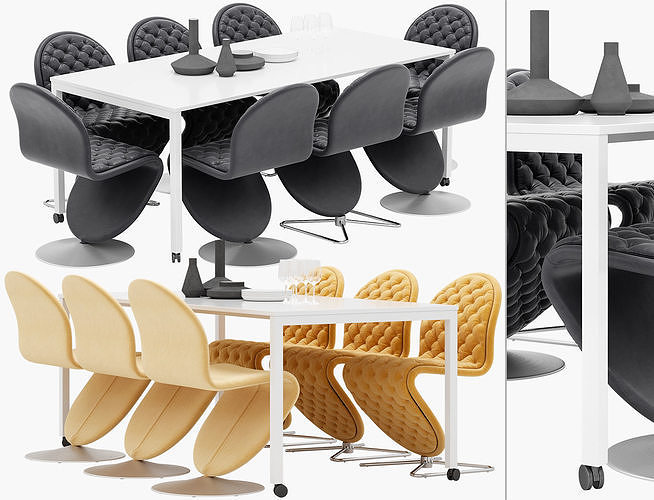 Verpan Panton Move Table - dining chair standard and deluxe 3D model