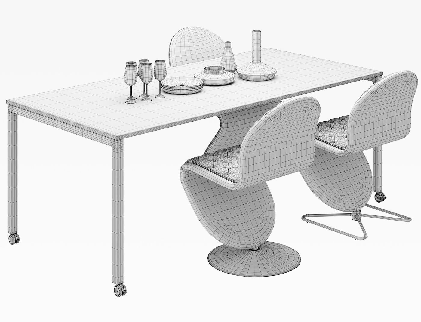 Verpan Panton Move Table - dining chair standard and deluxe 3D model_5