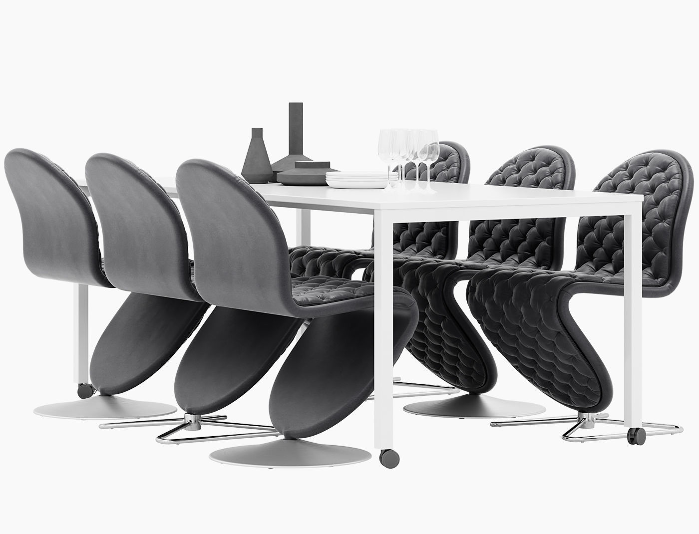 Verpan Panton Move Table - dining chair standard and deluxe 3D model_1
