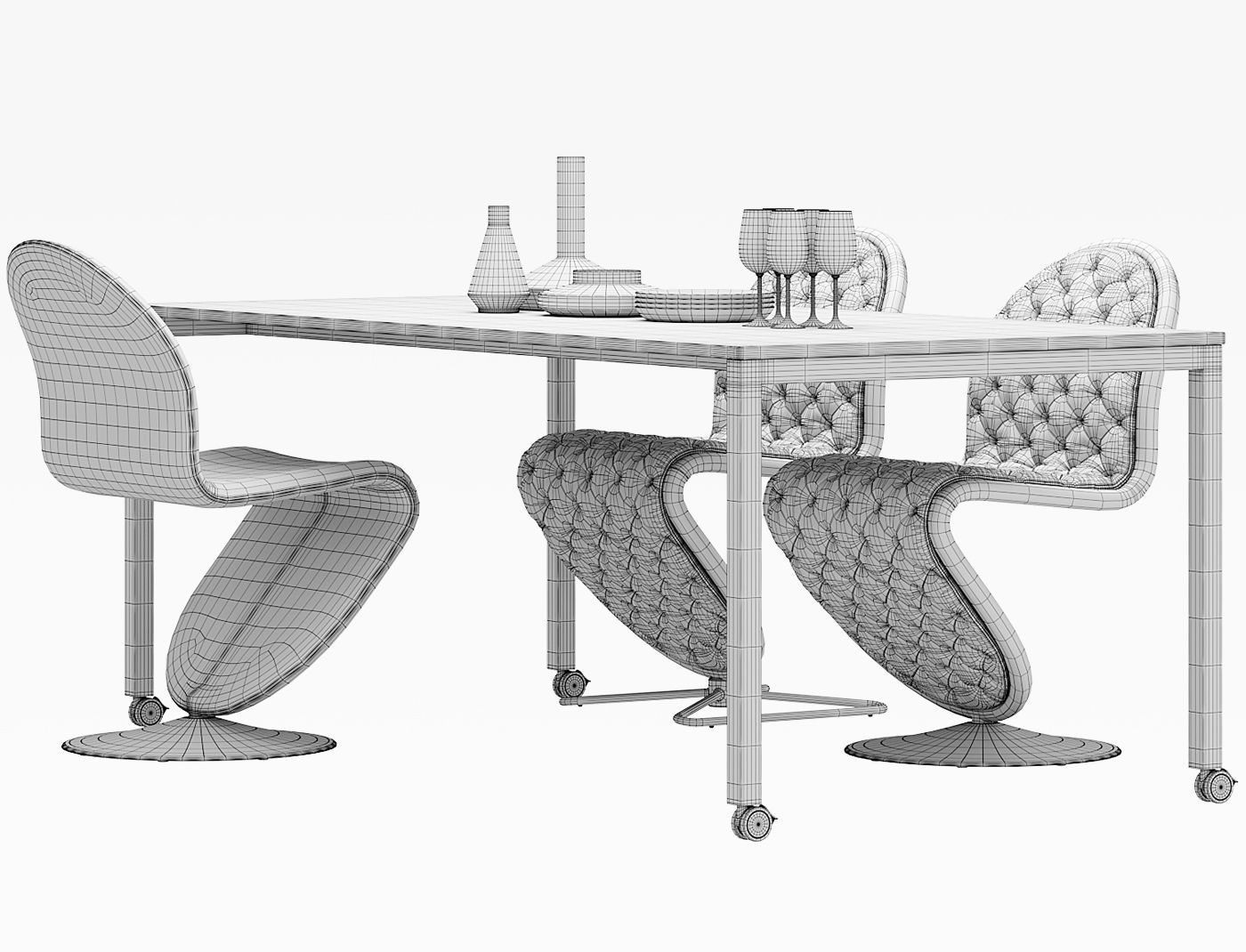 Verpan Panton Move Table - dining chair standard and deluxe 3D model_6