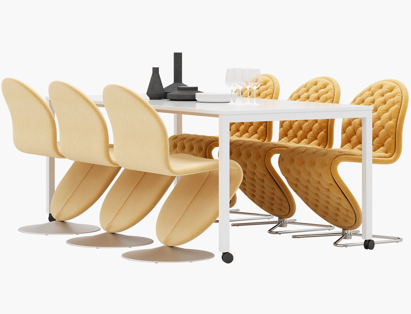 Verpan Panton Move Table - dining chair standard and deluxe 3D model_3